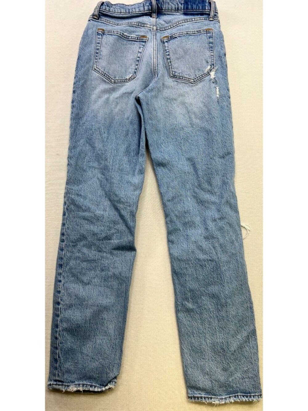 Abercrombie & Fitch Women The Dad High Rise Distressed Jeans Denim Sz 27/4L Blue - Picture 2 of 15